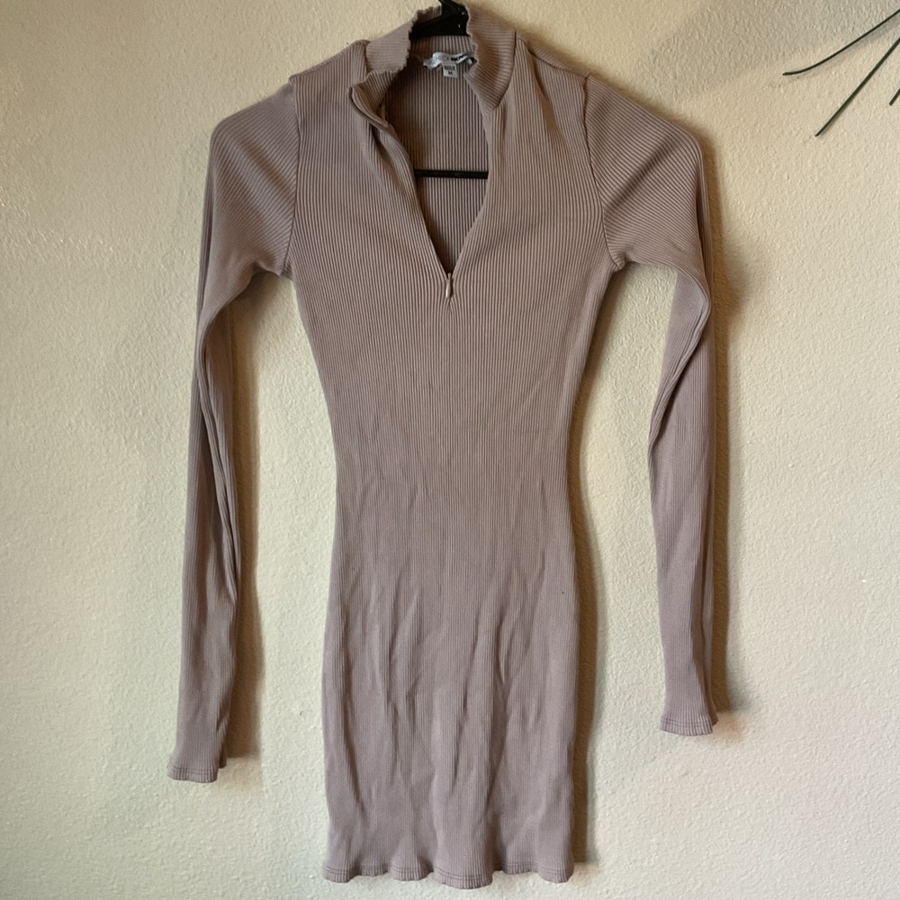 Fashion Nova Ribbed Tan Mini Dress